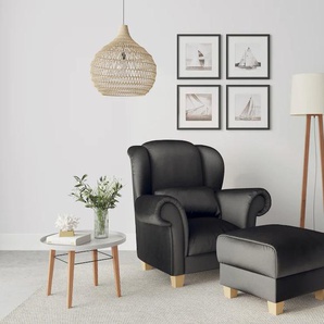 Ohrensessel HOME AFFAIRE Queenie Ohrenseesel Sessel Gr. Samtvelours VELVET, B/H/T: 117 cm x 111 cm x 94 cm, grau Ohrensessel mit softem, weichem Sitzkomfort und zeitlosem Design