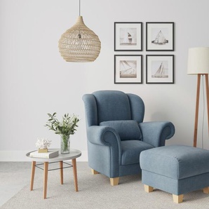 Ohrensessel HOME AFFAIRE Queenie Ohrenseesel Sessel Gr. Struktur weich, B/H/T: 117 cm x 111 cm x 94 cm, blau (blue horizon) Ohrensessel mit softem, weichem Sitzkomfort und zeitlosem Design