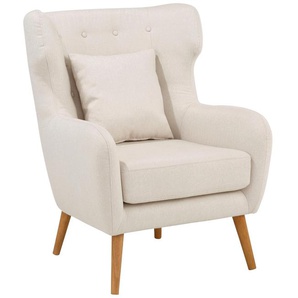 Ohrensessel HOME AFFAIRE Yamuna Sessel Gr. B/H/T: 78 cm x 100 cm x 85 cm, beige Ohrensessel Sessel mit Sitzpolsterung, Gestell und Füße aus Massivholz, Sitzhöhe 47 cm