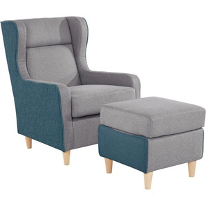 Ohrensessel INOSIGN Thisted Sessel Gr. Struktur fein, B/H/T: 73 cm x 99 cm x 85 cm, blau (petrol) Ohrensessel farblich abgesetzt - modern und frisch, BTH: 738599