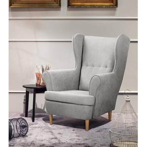 Ohrensessel Ranu I Silber Microfaser Enza 86 x 91 x 83cm