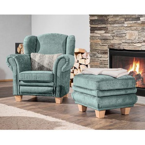 Ohrensessel Salvator Blau Samt Saidy 95 x 105 x 86cm