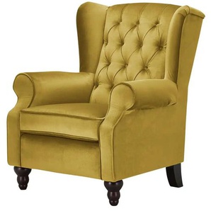 Ohrensessel Samt - gelb - Materialmix - 83 cm - 102 cm - cm 89,0 | Möbel Kraft