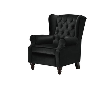 Ohrensessel Samt - schwarz - Materialmix - 83 cm - 102 cm - cm 89,0 | Möbel Kraft