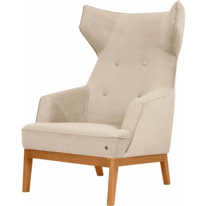 Ohrensessel TOM TAILOR COZY Sessel Gr. Samtstoff STC, B/H/T: 80 cm x 115 cm x 88 cm, beige (ivory stc 1) Ohrensessel Sessel im Retrolook, mit Kedernaht und Knöpfung, Füße Buche natur