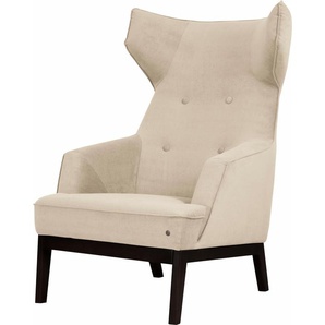 Ohrensessel TOM TAILOR COZY Sessel Gr. Samtstoff STC, B/H/T: 80 cm x 115 cm x 88 cm, beige (ivory stc 1) Ohrensessel Sessel im Retrolook, mit Kedernaht und Knöpfung, Füße wengefarben