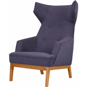 Ohrensessel TOM TAILOR COZY Sessel Gr. Samtstoff STC, B/H/T: 80 cm x 115 cm x 88 cm, lila (purple stc 18) Ohrensessel Sessel im Retrolook, mit Kedernaht und Knöpfung, Füße Buche natur