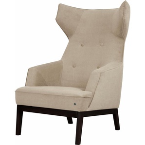 Ohrensessel TOM TAILOR HOME COZY Sessel Gr. Vintage Webstoff TUS, B/H/T: 80 cm x 115 cm x 88 cm, beige (ecru tus 1) Ohrensessel im Retrolook, mit Kedernaht und Knöpfung, Füße wengefarben