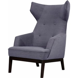 Ohrensessel TOM TAILOR HOME COZY Sessel Gr. Vintage Webstoff TUS, B/H/T: 80 cm x 115 cm x 88 cm, grau (prune tus 18) Ohrensessel im Retrolook, mit Kedernaht und Knöpfung, Füße wengefarben
