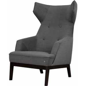 Ohrensessel TOM TAILOR HOME COZY Sessel Gr. Vintage Webstoff TUS, B/H/T: 80 cm x 115 cm x 88 cm, grau (soft graphite tus 9) Ohrensessel im Retrolook, mit Kedernaht und Knöpfung, Füße wengefarben