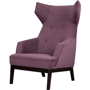 Ohrensessel TOM TAILOR HOME COZY Sessel Gr. Vintage Webstoff TUS, B/H/T: 80 cm x 115 cm x 88 cm, lila (soft purple tus 38) Ohrensessel im Retrolook, mit Kedernaht und Knöpfung, Füße wengefarben