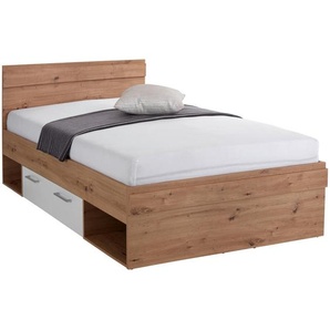Ondega Bett, Weiß, Eiche Artisan, 120x200 cm, in verschiedenen Größen erhältlich, Schlafzimmer, Betten, Einzelbetten