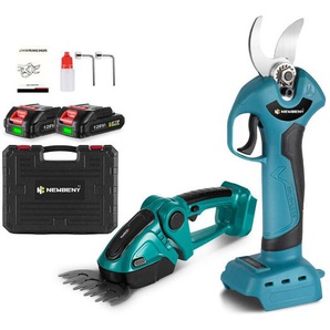 Onevan - 2 pcs--45MM Bürstenloser Elektrische Gartenschere + Akku-Elektro-Heckenschere - Mit 2 Batterie und Ladegerät