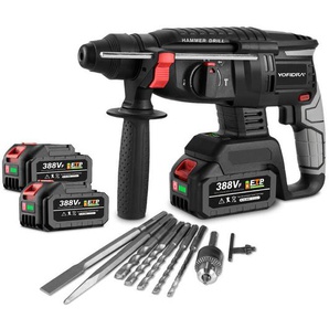 ONEVAN 26MM Bürstenloser elektrischer Hammer Schlagbohrmaschine mit 2 Batterie+10 zubehör