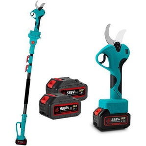 Onevan - Elektrische Astschere mit 2 m Teleskopstange, 45 mm kabellose elektrische Astschere mit Schirm für Hecke, Baum, Obst