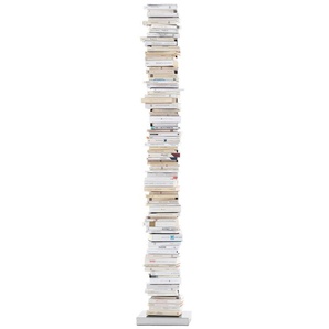 Opinion Ciatti Büchersäule Ptolomeo Sockel Edelstahl poliert silber, Designer Bruno Rainaldi, 215x35x35 cm