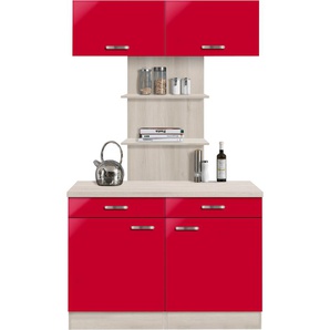 Buffet OPTIFIT Faro Schränke Gr. B/H/T: 120 cm x 206,6 cm x 60 cm, 2 St., rot (rot glanz) Anrichten Buffets mit Metallgriffen, Breite 120 cm