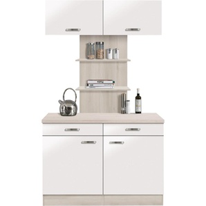 Buffet OPTIFIT Faro Schränke Gr. B/H/T: 120 cm x 206,6 cm x 60 cm, 2 St., weiß (weiß glanz) Anrichten Buffets Schränke mit Metallgriffen, Breite 120 cm