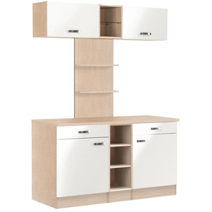 Buffet OPTIFIT Faro Schränke Gr. B/H/T: 150 cm x 206,6 cm x 60 cm, 2 St., weiß (weiß glanz) Anrichten Buffets Schränke mit Metallgriffen, Breite 150 cm
