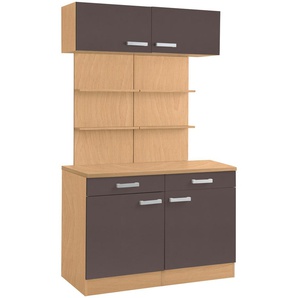Buffet OPTIFIT Odense Schränke Gr. B/H/T: 120 cm x 206,5 cm x 60 cm, 4 St., grau (anthrazit, buche) Anrichten Buffets Schränke 120 cm breit, für viel Stauraum
