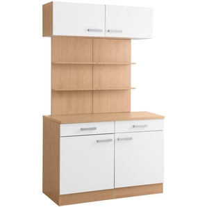 Buffet OPTIFIT Odense Schränke Gr. B/H/T: 120 cm x 206,5 cm x 60 cm, 4 St., weiß (weiß, buche) Anrichten Buffets Schränke 120 cm breit, für viel Stauraum