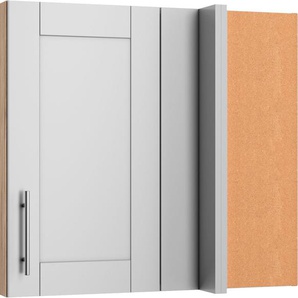 Eckhängeschrank OPTIFIT Ahus Schränke Gr. B/H/T: 80 cm x 70,4 cm x 34,9 cm, 1 St., grau (hellgrau matt, wildeiche nachbildung) Küchenhängeschrank Eckhängeschrank Breite 80 x 45 cm
