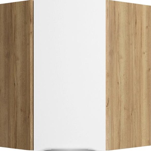 Eckhängeschrank OPTIFIT Aken Schränke Gr. B/H/T: 60 cm x 70,4 cm x 34,6 cm, weiß (weiß, wildeiche nachbildung) Eckhängeschrank