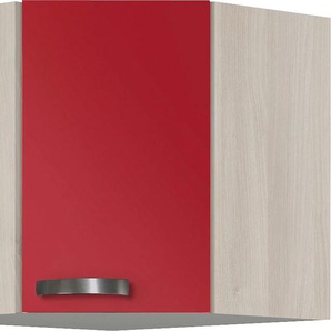 Eckhängeschrank OPTIFIT Faro Schränke Gr. B/H/T: 60 cm x 57,6 cm x 34,6 cm, 1 St., rot (rot glanz) Eckhängeschrank Schränke mit Metallgriff, Breite 60 x cm