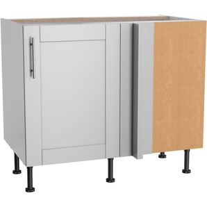Eckunterschrank OPTIFIT Ahus Schränke Gr. B/H/T: 100 cm x 87 cm x 58,4 cm, 1 St., grau (hellgrau matt, hellgrau) Küchenunterschrank Unterschränke Breite 100 x 65 cm