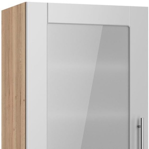 Glashängeschrank OPTIFIT Ahus Schränke Gr. B/H/T: 50 cm x 70,4 cm x 34,9 cm, 1 St., grau (hellgrau matt, wildeiche nachbildung) Glashängeschrank Breite 50 cm