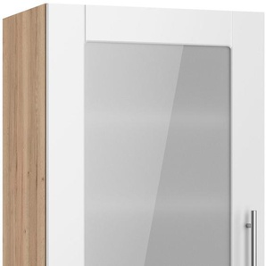 Glashängeschrank OPTIFIT Ahus Schränke Gr. B/H/T: 50 cm x 70,4 cm x 34,9 cm, 1 St., braun (weiß matt, wildeiche nachbildung) Glashängeschrank Breite 50 cm