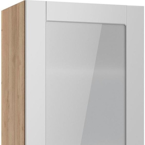Glashängeschrank OPTIFIT Ahus Schränke Gr. B/H/T: 50 cm x 89,6 cm x 34,9 cm, 1 St., grau (hellgrau matt, wildeiche nachbildung) Glashängeschrank Breite 50 cm