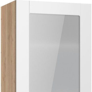 Glashängeschrank OPTIFIT Ahus Schränke Gr. B/H/T: 50 cm x 89,6 cm x 34,9 cm, 1 St., braun (weiß matt, wildeiche nachbildung) Glashängeschrank Breite 50 cm