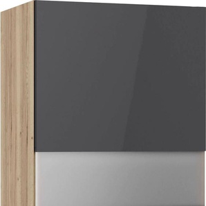 Glashängeschrank OPTIFIT Aken Schränke Gr. B/H/T: 50 cm x 70,4 cm x 34,6 cm, grau (anthrazit hochglanz, wildeiche nachbildung) Glashängeschrank