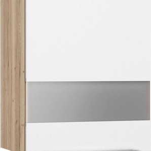 Glashängeschrank OPTIFIT Aken Schränke Gr. B/H/T: 50 cm x 70,4 cm x 34,6 cm, weiß (weiß, wildeiche nachbildung) Glashängeschrank