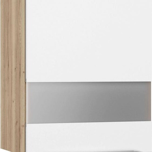 Glashängeschrank OPTIFIT Aken Schränke Gr. B/H/T: 50 cm x 70,4 cm x 34,6 cm, weiß (weiß, wildeiche nachbildung) Glashängeschrank