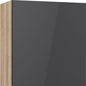 Hängeschrank OPTIFIT Aken Schränke Gr. B/H/T: 60 cm x 70,4 cm x 34,6 cm, grau (anthrazit hochglanz, wildeiche nachbildung) Hängeschränke