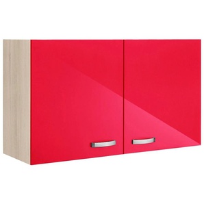 Hängeschrank OPTIFIT Faro Schränke Gr. B/H/T: 100 cm x 57,6 cm x 34,6 cm, 2 St., rot (rot glanz) Hängeschränke mit Metallgriffen, Breite 100 cm