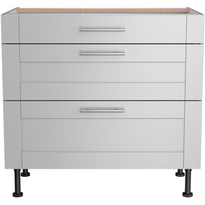 Kochfeldumbauschrank OPTIFIT Ahus Schränke Gr. B/H/T: 90 cm x 87 cm x 58,4 cm, grau (hellgrau matt, hellgrau) Kochfeldumbauschränke Breite 90 cm