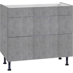 Kochfeldumbauschrank OPTIFIT Tara Schränke Gr. B/H/T: 90 cm x 87 cm x 58,4 cm, grau (betonfarben) Kochfeldumbauschränke mit Vollauszug und Soft-Close-Funktion, Breite 90 cm