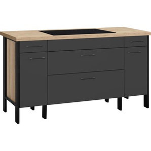 Kochfeldumbauschrank OPTIFIT Tokio Schränke Gr. B/H/T: 158 cm x 90,8 cm x 60 cm, 2 St., Komplettausführung, grau (anthrazit) Kochfeldumbauschränke Schränke 158 cm breit, mit Stahlgestell, Vollauszug