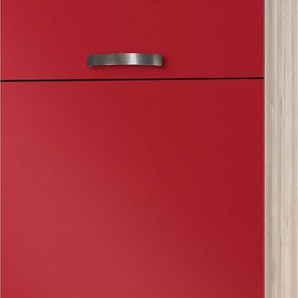 Kühlumbauschrank OPTIFIT Faro Schränke Gr. B/H/T: 60 cm x 206,8 cm x 57,1 cm, 2 St., rot (rot glanz) Kühlschrankumbauschränke mit Metallgriffen, Breite 60 cm
