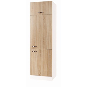 Kühlumbauschrank OPTIFIT Padua Schränke Gr. B/H/T: 60 cm x 206,8 cm x 58 cm, 3 St., braun (eiche) Kühlschrankumbauschränke