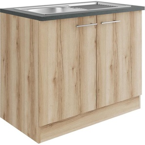 OPTIFIT Spülenschrank Bella Breite 100 cm, mit Edelstahl-Einbauspüle