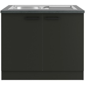 Optifit Spülenunterschrank, Anthrazit, Metall, einzeln stellbar, 100x84.8x60 cm, DIN EN ISO 14001, DIN EN ISO 50001, DIN EN ISO 9001, Küchen, Küchenmöbel, Küchenschränke, Küchenunterschränke