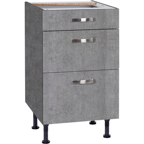 Unterschrank OPTIFIT Cara Schränke Gr. B/H/T: 50 cm x 87 cm x 58,4 cm, grau (beton, beton) Unterschränke Breite 50 cm, mit Vollauszügen und Soft-Close-Funktion