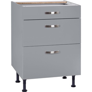 Unterschrank OPTIFIT Cara Schränke Gr. B/H/T: 60 cm x 87 cm x 58,4 cm, grau (basaltgrau, basaltgrau) Unterschränke Breite 60 cm, mit Vollauszügen und Soft-Close-Funktion
