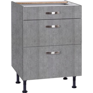 Unterschrank OPTIFIT Cara Schränke Gr. B/H/T: 60 cm x 87 cm x 58,4 cm, grau (beton, beton) Unterschränke Breite 60 cm, mit Vollauszügen und Soft-Close-Funktion