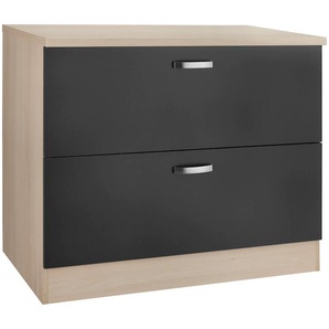 Unterschrank OPTIFIT Faro Schränke Gr. B/H/T: 100 cm x 84,8 cm x 60 cm, grau (anthrazit) Unterschränke mit Metallgriffen, Breite 100 cm