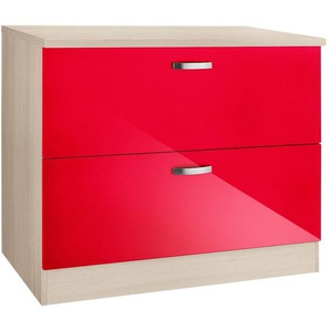 Unterschrank OPTIFIT Faro Schränke Gr. B/H/T: 100 cm x 84,8 cm x 60 cm, rot (rot glanz) Unterschränke mit Metallgriffen, Breite 100 cm